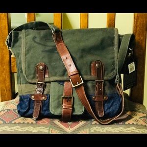 MONA B. canvas and denim messenger bag!!